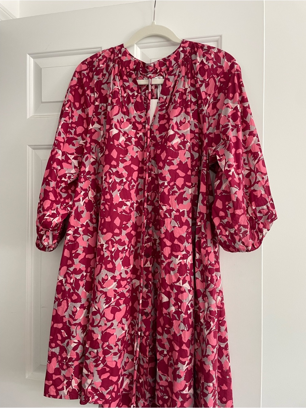 Ladies Pink Floral split Neck Dress